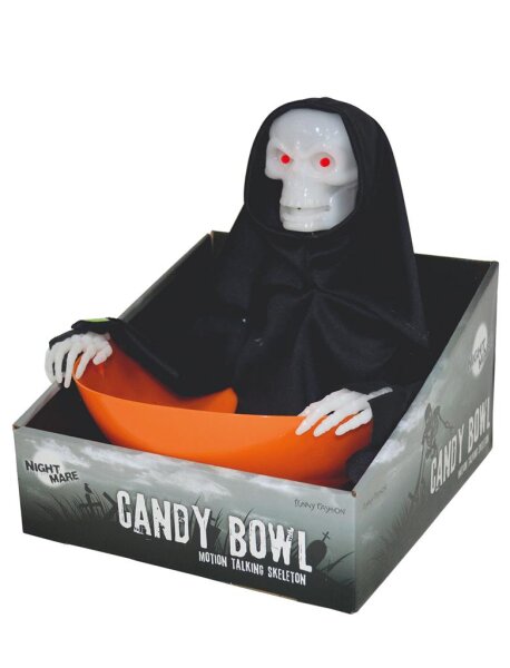 Halloween Deko Bonbonschale Sensenmann mit Animatronic