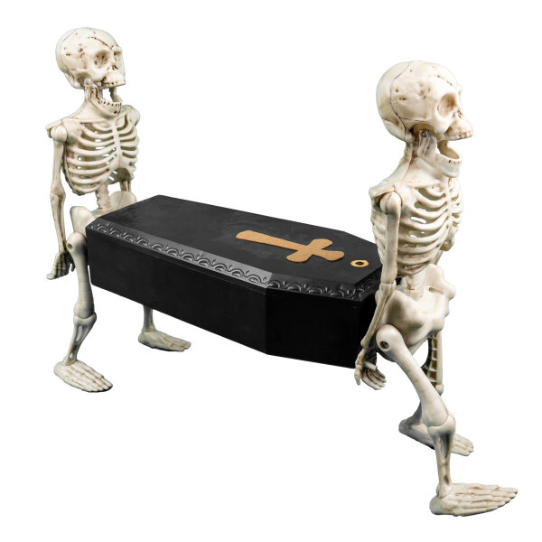 Halloween Deko Skelette als Sargträger mit Animatronik