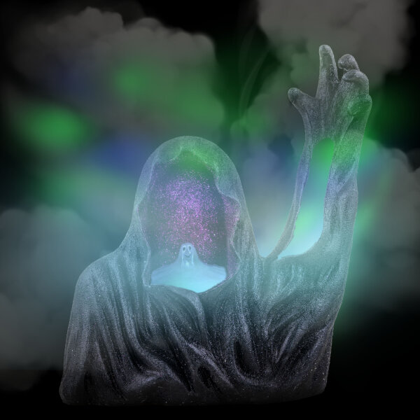 Halloween Deko figur Sensenmann mit Nebel und Beleuchtung