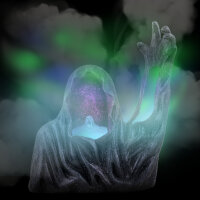 Halloween Deko figur Sensenmann mit Nebel und Beleuchtung