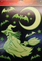 Halloween Deko Hexe Fensterbilder glow in the dark