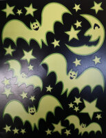 Halloween Deko Fensterbilder mit Fledermäusen glow...
