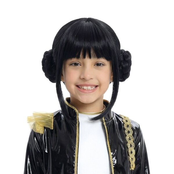 Schwarze Perücke im K-Pop Style als Kinderperücke