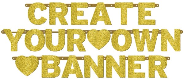 Girlande personalisierbar mit 100 Buchstaben und Zahlen in gold