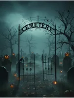 Riesiges Eingangstor zum Friedhof Cemetery als Deko zu Halloween