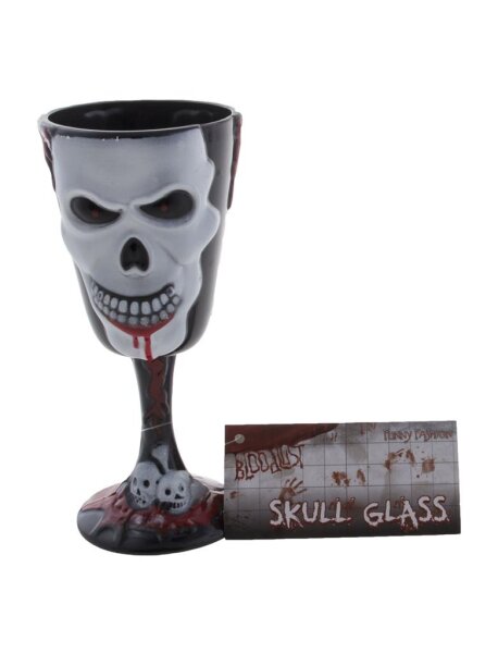 Halloween blutendes Weinglas mit Totenkopf in schwarz