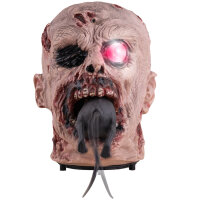 Halloween Zombikopf mit Ratte und Animatronic