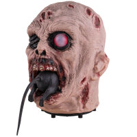 Halloween Zombikopf mit Ratte und Animatronic