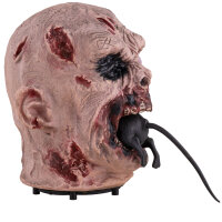 Halloween Zombikopf mit Ratte und Animatronic