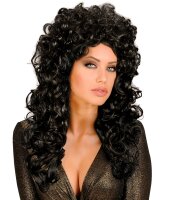 80 er Jahre Locken Perücke schwarz 60 cm