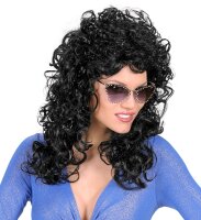 80 er Jahre Locken Perücke schwarz 60 cm
