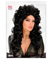 80 er Jahre Locken Perücke schwarz 60 cm