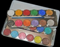 EULENSPIEGEL Profi Aqua Schminke 24 Farben Palette + 3...