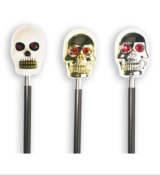 Gehstock Dandy Stock mit Totenkopf in gold silber oder weiss als Spazierstock