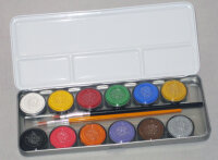 EULENSPIEGEL Profi Aqua Schminke 12 Farben Palette + 2...