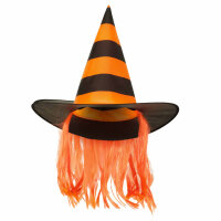 Hexenhut mit Haaren in orange