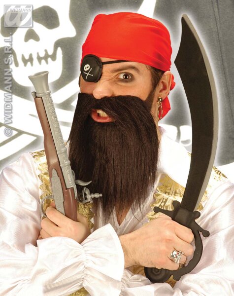 Piraten Set Bandana Bart & Schnurbart Augenklappe