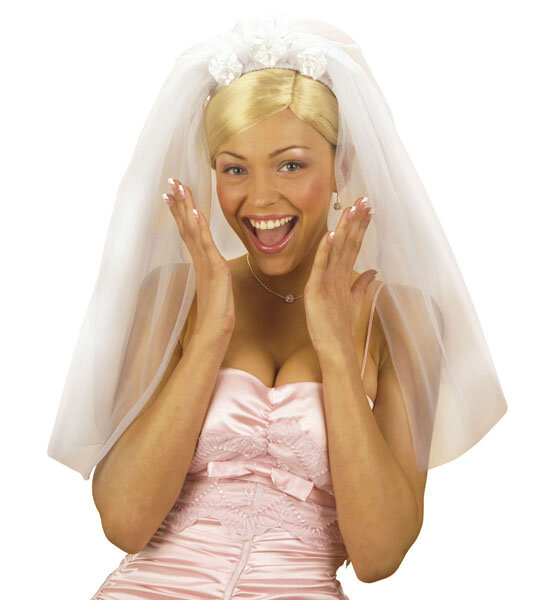 Hochzeitsschleier Brautschleier mit weissen Rosen am Haarreif