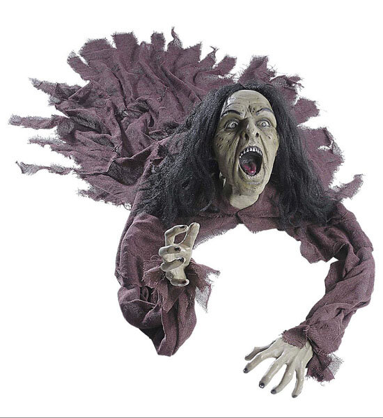 Hängende Halloween-Hexe Mit Sound & Leuchtaugen - Gruseldekoration