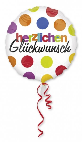Folienballon Herzlichen Glückwunsch 45cm Konfetti