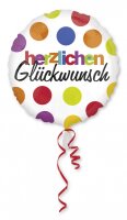 Folienballon Herzlichen Glückwunsch 45cm Konfetti