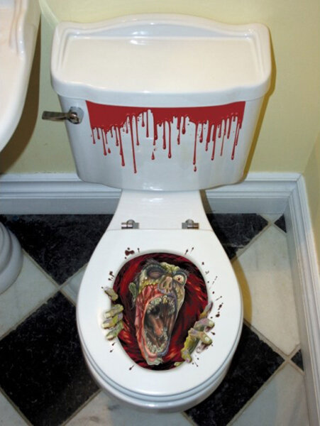 Halloween Toiletten Deko mit Zombie und Blut