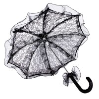 Schirm mit Spitze und Rüschen schwarz