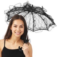 Schirm mit Spitze und Rüschen schwarz