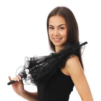 Schirm mit Spitze und Rüschen schwarz