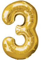 Folienballon gold als Zahlenballon 0 bis 9 86cm