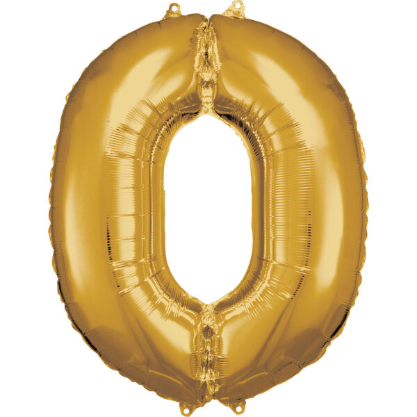 Folienballon gold als Zahlenballon 86cm Zahl: 0