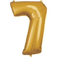 Folienballon gold als Zahlenballon 0 bis 9 86cm Zahl: 7