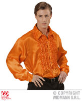 Disco Rüschenhemd 70 er Jahre aus Satin in orange...