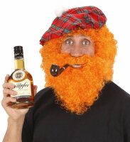 Orangene Perücke mit Bart für Iren oder Schotten