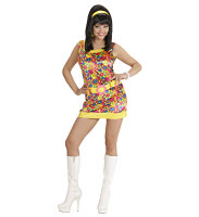 70s Disco Fever Kleid mit Blümchenmuster und Gürtel
