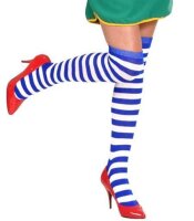 Over the knee Socks Strümpfe blau weiss