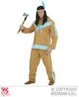 Herren Indianer Kostüm mit Federschmuck
