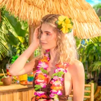 Hawaii Hibiscusblüten Haarspange gelb