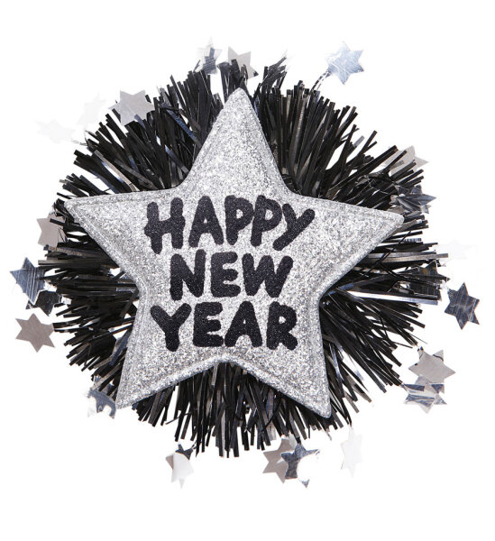 Edler Glitzer Happy New Year Anstecker bzw. Brosche in gold und silber
