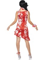 Hawaii Kleid als Kostüm in rot mit Haarschmuck und...