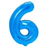 Folienballon blau als Zahlenballon 86cm Zahl: 6