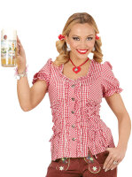 Bayern Trachten Hemd als Bluse zum Oktoberfest rot weiss...