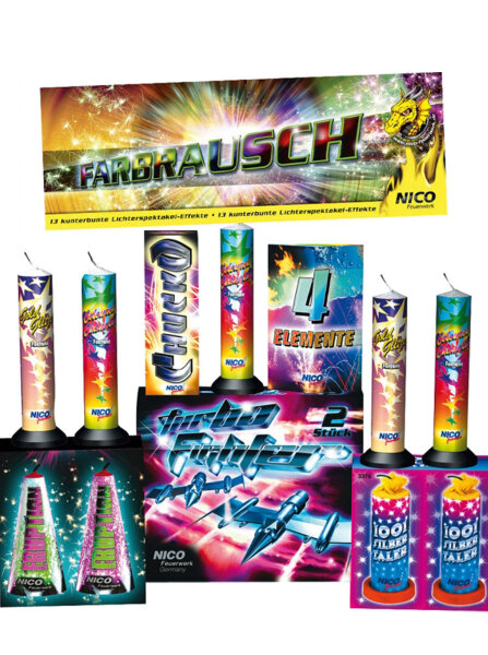 Silvester Leucht Fontänen Sortiment Farbrausch / Feuerwerk der Sinne