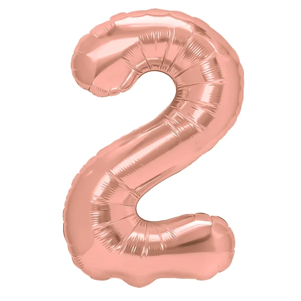 Folienballon rose gold als Zahlenballon 0 bis 9 - 86cm Zahl: 2