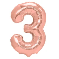 Folienballon rose gold als Zahlenballon 86cm Zahl: 3