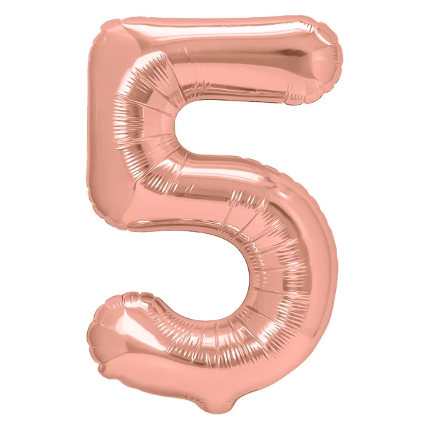 Folienballon rose gold als Zahlenballon 86cm Zahl: 5