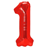Folienballon rot als Zahlenballon 86cm Zahl: 1