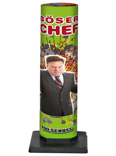 Silvester Feuerwerk Feuerrohr 100 Schuss als Böser Chef von Lesli