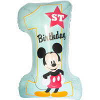 Folienballon Mickey Maus als Zahl 1 zum Geburtstag 71cm