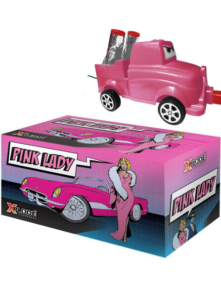 xplode Feuerwerk fahrendes Auto mit Fontänen pink Bitch